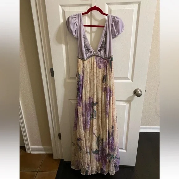 Free People Colette Maxi Dress Size 8 Mauve Fairy Embroidery Floral Skirt Fairy - Picture 5 of 10